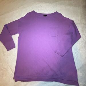 Talbots Purple One Pocket Crewneck Lambswool Blend  Sweater Size X